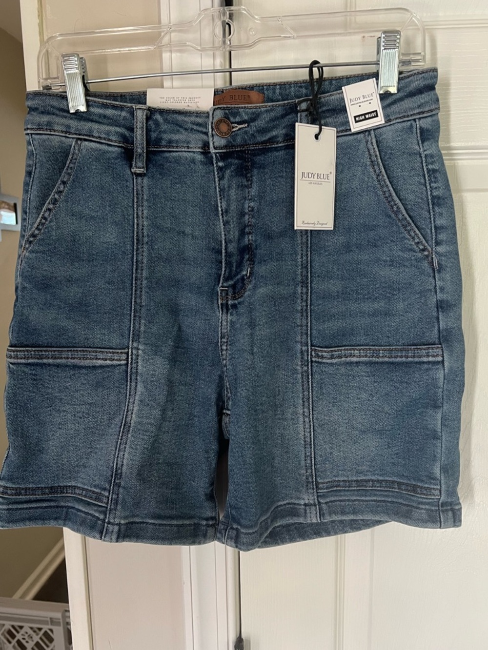 Judy Blue Blue Denim Pull-On Utility Shorts Women Large NWT